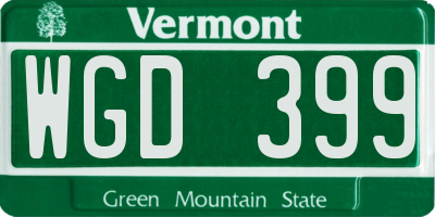 VT license plate WGD399