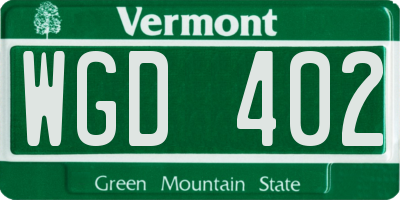 VT license plate WGD402