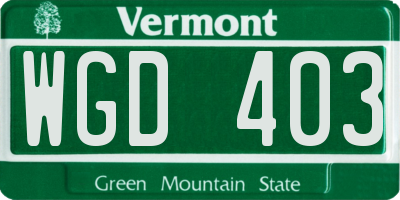 VT license plate WGD403