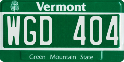 VT license plate WGD404