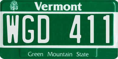 VT license plate WGD411