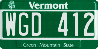 VT license plate WGD412