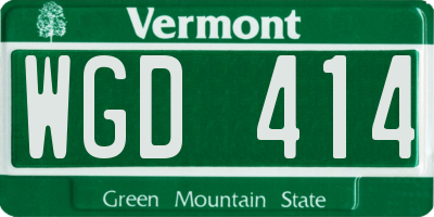 VT license plate WGD414