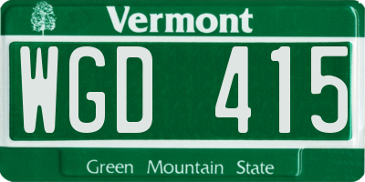 VT license plate WGD415