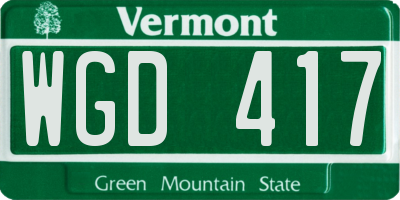 VT license plate WGD417