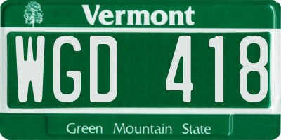 VT license plate WGD418