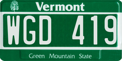VT license plate WGD419