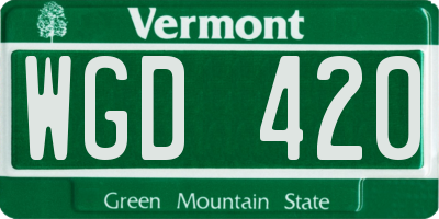 VT license plate WGD420