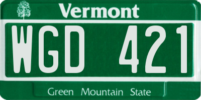 VT license plate WGD421
