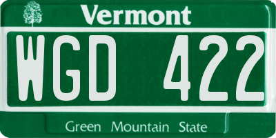 VT license plate WGD422