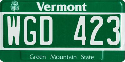 VT license plate WGD423