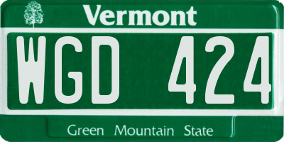VT license plate WGD424