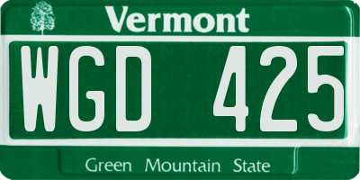 VT license plate WGD425