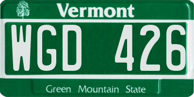 VT license plate WGD426
