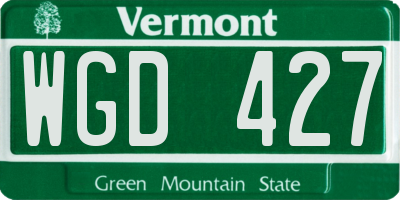 VT license plate WGD427