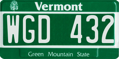 VT license plate WGD432