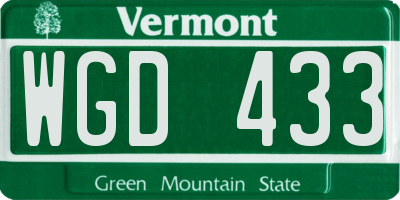 VT license plate WGD433