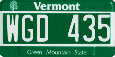 VT license plate WGD435