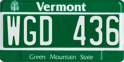 VT license plate WGD436