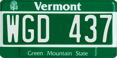 VT license plate WGD437