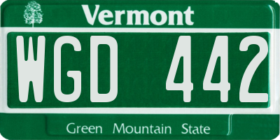 VT license plate WGD442