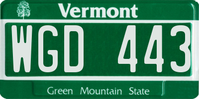 VT license plate WGD443