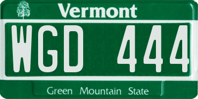 VT license plate WGD444