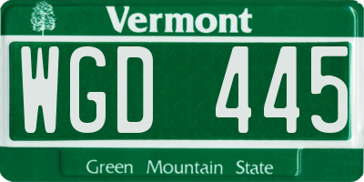 VT license plate WGD445