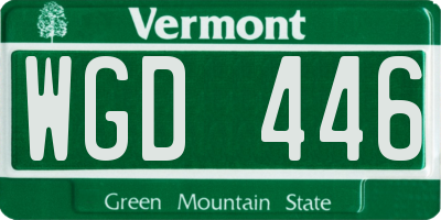 VT license plate WGD446