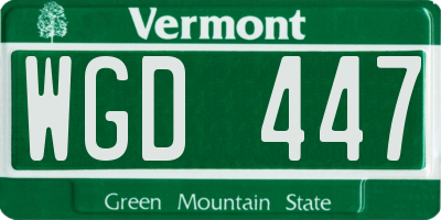 VT license plate WGD447