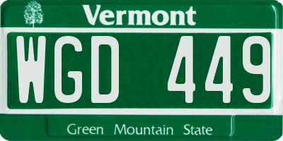 VT license plate WGD449