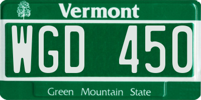 VT license plate WGD450