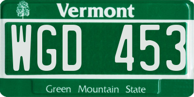 VT license plate WGD453