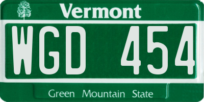 VT license plate WGD454