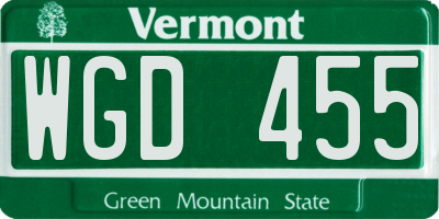 VT license plate WGD455