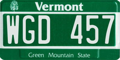 VT license plate WGD457