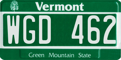 VT license plate WGD462