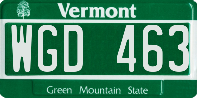 VT license plate WGD463