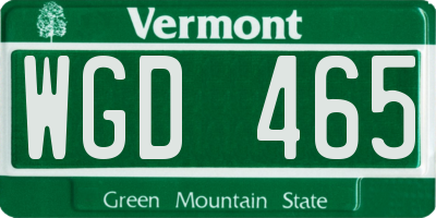 VT license plate WGD465