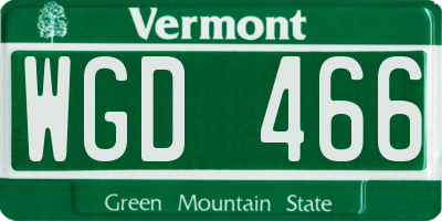 VT license plate WGD466
