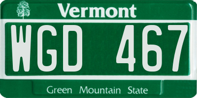VT license plate WGD467