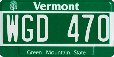 VT license plate WGD470