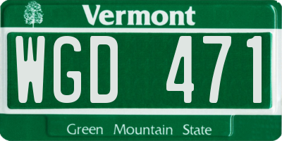 VT license plate WGD471
