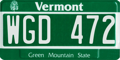 VT license plate WGD472
