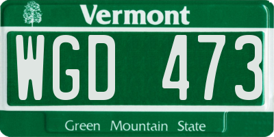 VT license plate WGD473
