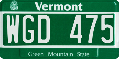 VT license plate WGD475