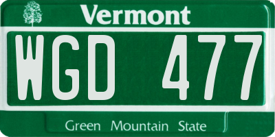 VT license plate WGD477