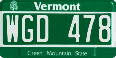 VT license plate WGD478