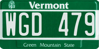 VT license plate WGD479