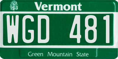 VT license plate WGD481